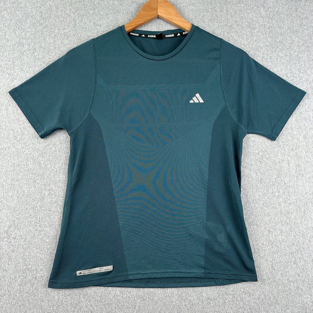 Adidas T Shirt Mens S Running Teal Blue Performance Short Sleeve Athletic Top